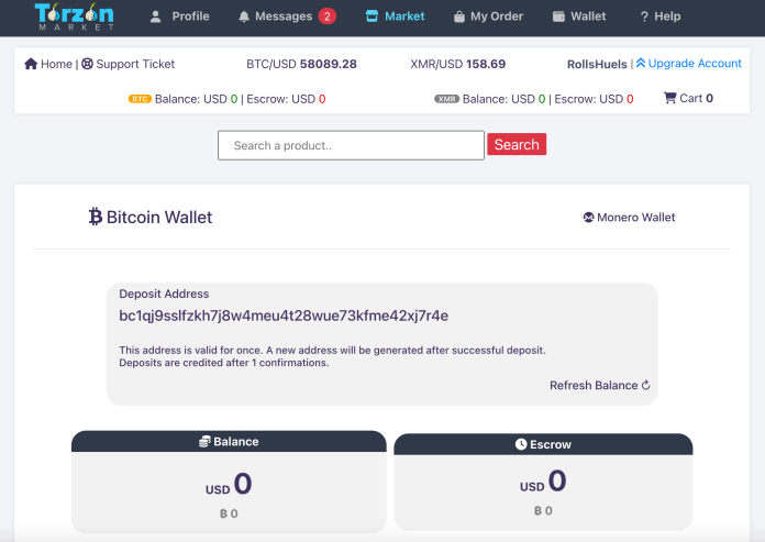 TorZon market - wallet